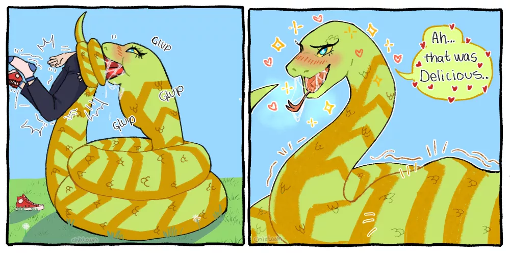 {image} {comic} I made this commission, a cute snake with its prey. (Open Commission) by chlxtownart