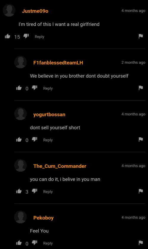 lonely comment and supportive replies by laserfloyd76