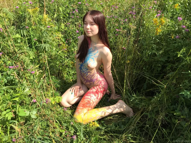 My acrylic centipede body paint by ArtofDecay