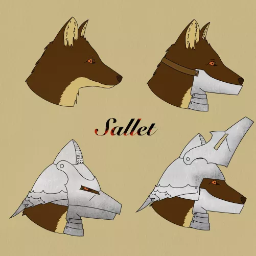 The Sallet, my favorite type of helmet. But how would an anthro version look like? by TheBuddel