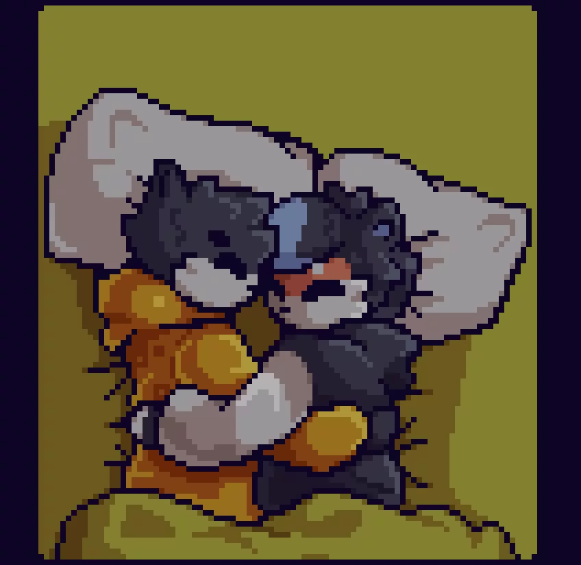 cuddling in bed (oc) posted by mybrotherpeeiswhite