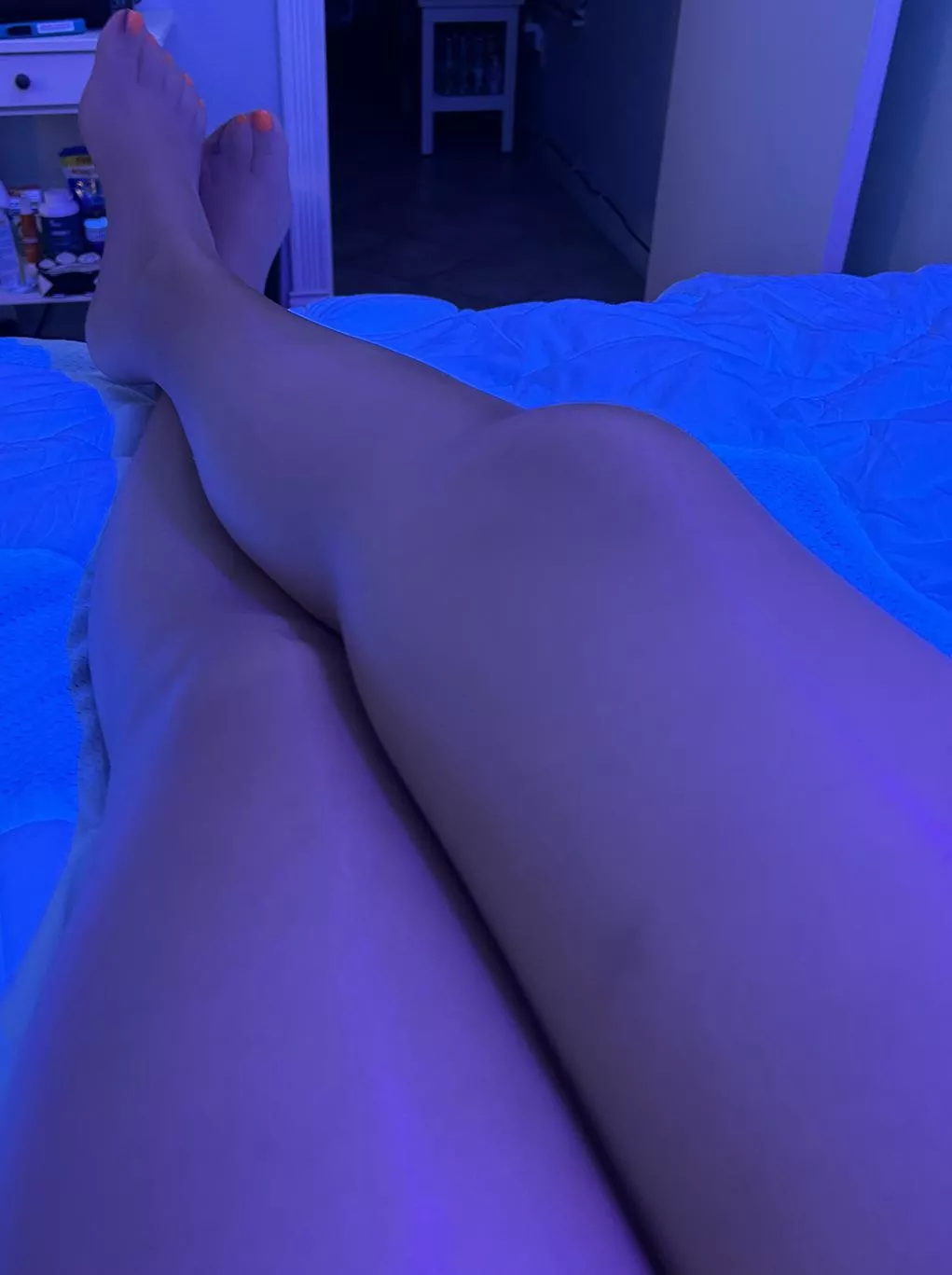 Had my girl paint her toes neon orange 🤤 posted by Over_Sun_1325