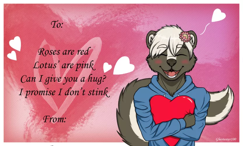 I made a Valentine's Day card using my fursona. Feel free to send to someone special to you :) by ghasteater100