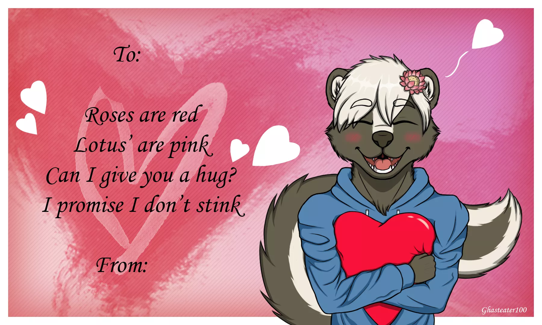 I made a Valentine's Day card using my fursona. Feel free to send to someone special to you :) posted by ghasteater100