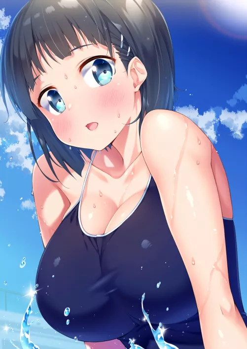 Kirigaya Suguha Feel Suprised in the Pool [Sword Art Online] by ecchi_neko