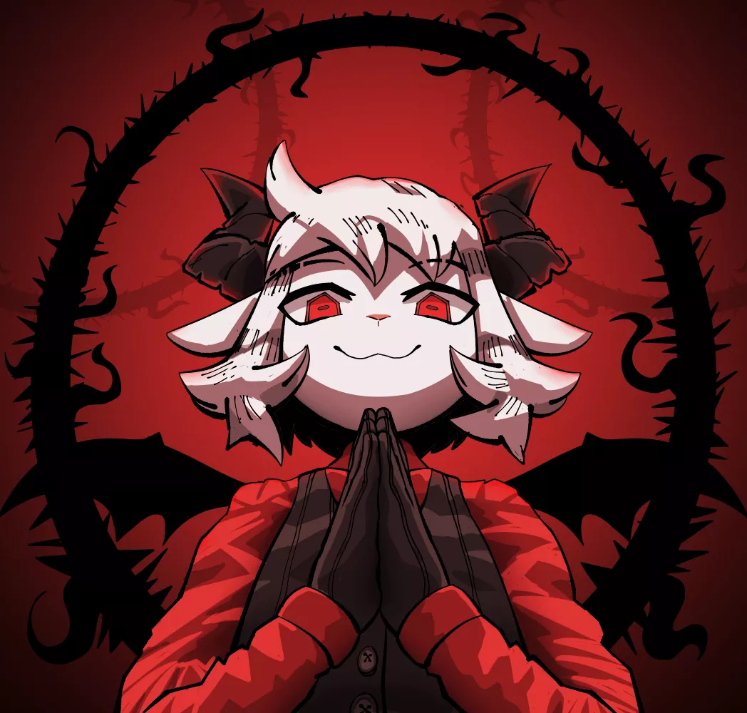 Made my fursona spooky (Art by me) posted by PandoraRedArt