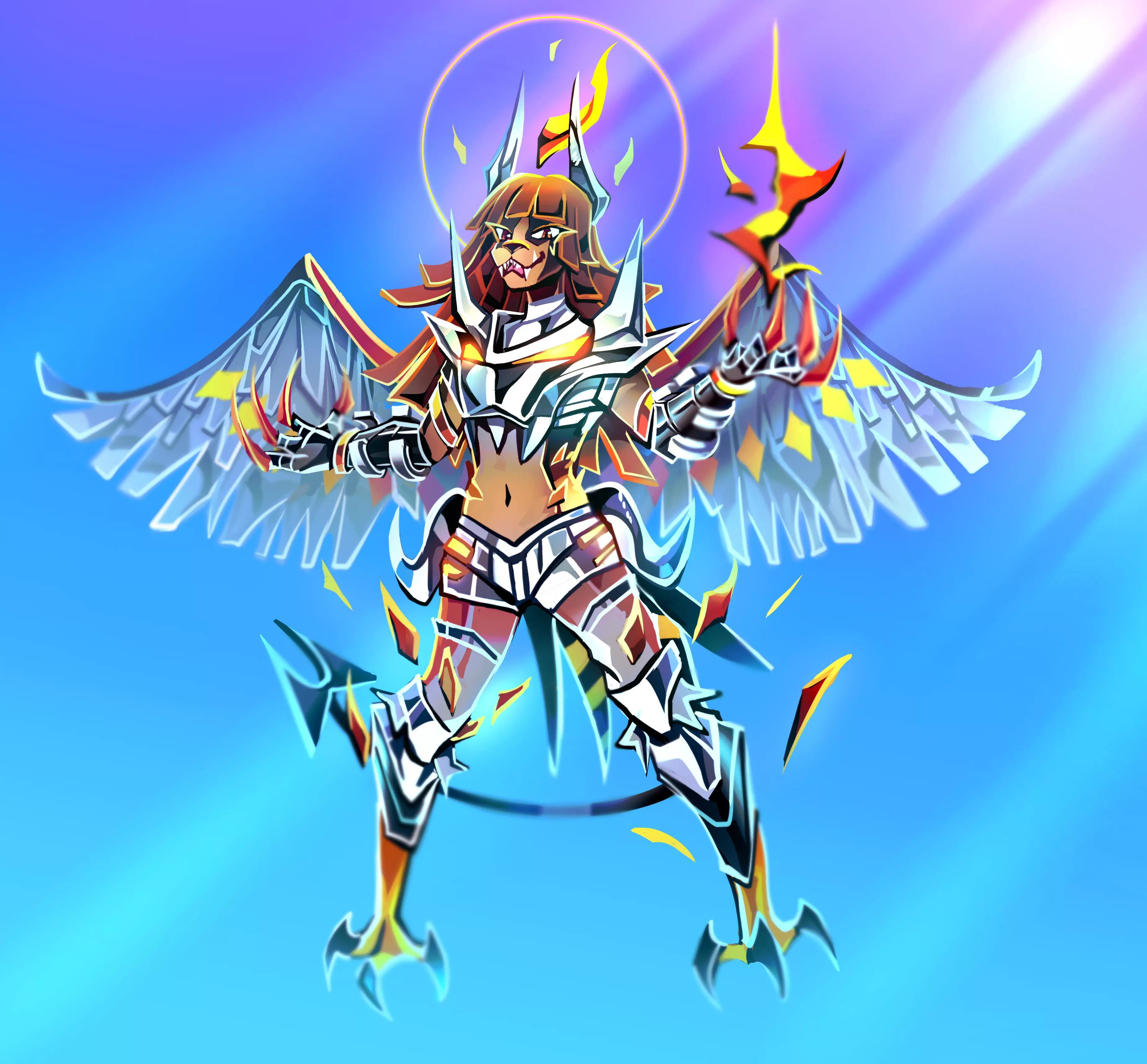 Mega Houndoom + Talonflame, anthro design by me posted by NebulaRobo