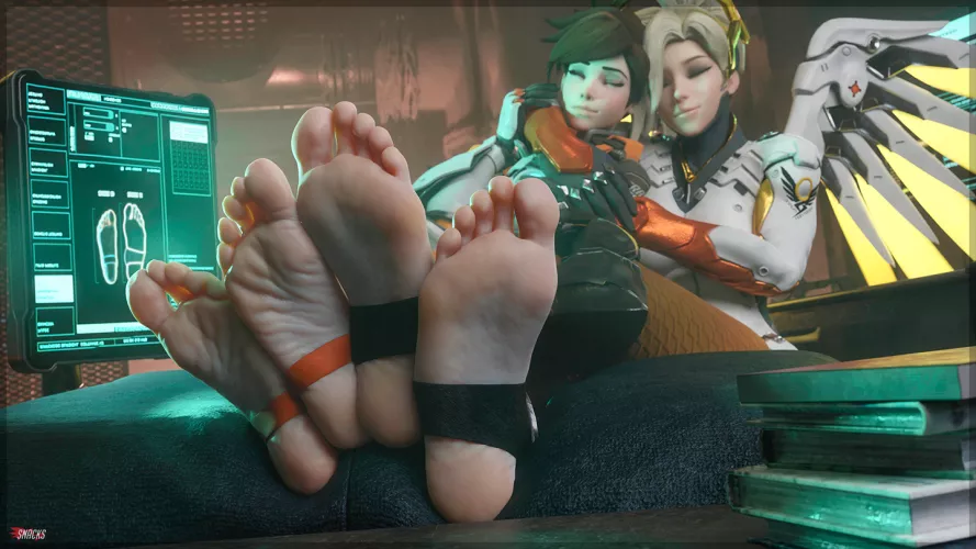 Mercy and Tracer Cozy Soles (Snacks) [Overwatch] by Whitewolf2294