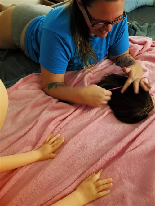 One sexy girl helping another get pretty for me 😏 by Shot-Interaction-977