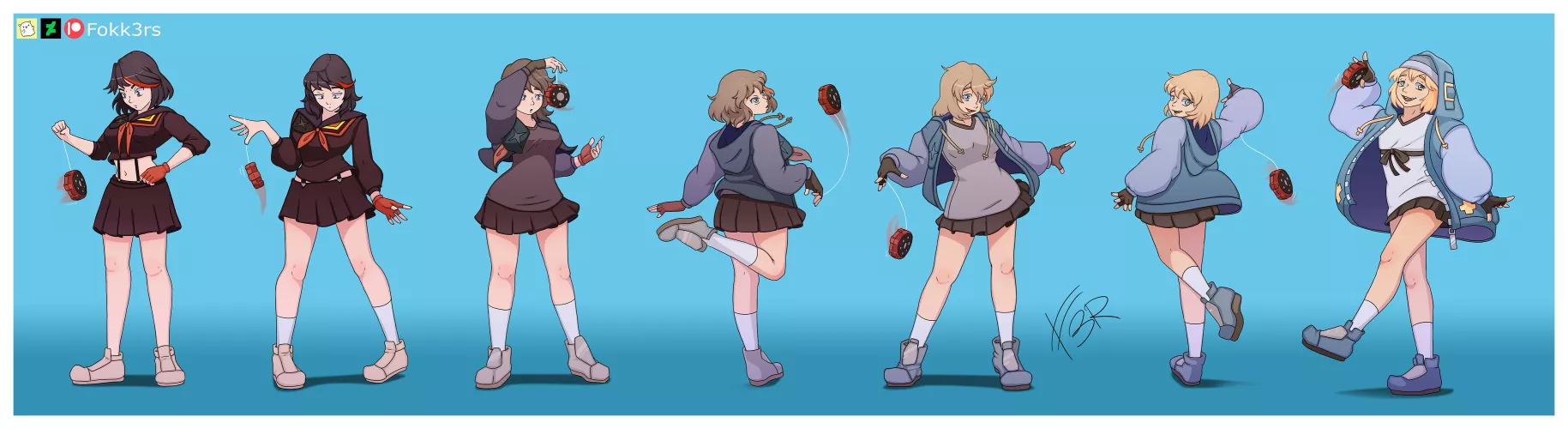 Ryuko to Bridget (Ryuko (Kill la Kill) -> Bridget (Guilty Gear), FTF) by Fokk3rs by Princess_Viola