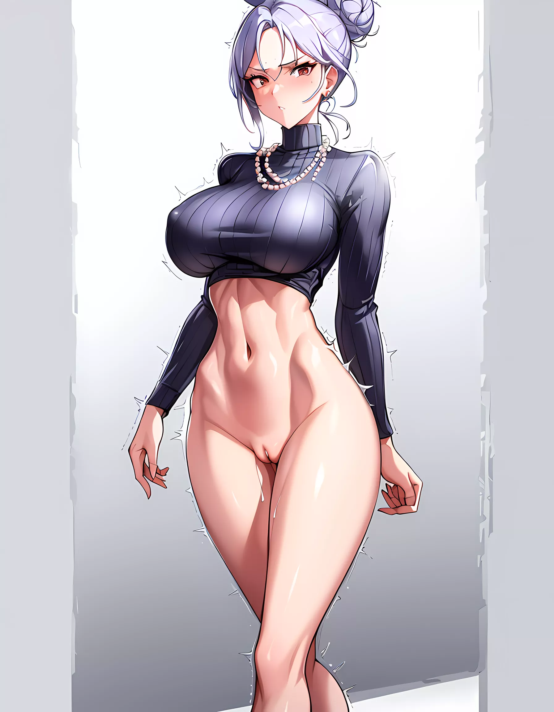 Sometimes the AI generates midriff way too good not to share. Like her expression? [AI art] posted by impossiblybeautiful