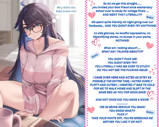 Your childhood best friend gets upset when you take your study session a little, too literally [lewd] [implied breeding] [childhood best friend] [studying] [implied sex] [male Pov] [implied fdom] [artist- moisture] by That-one-Ace-