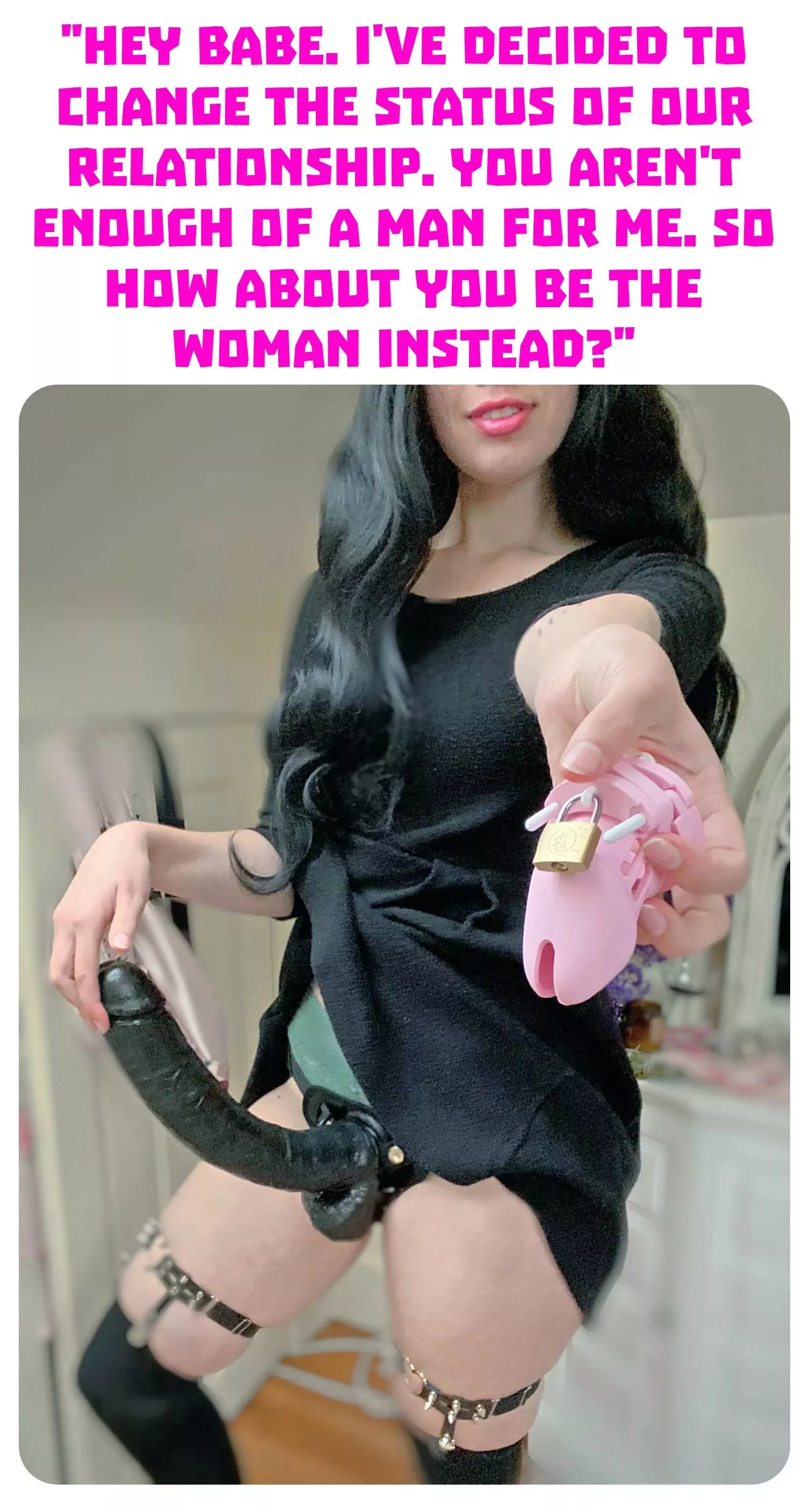 Your wife has had enough of your small dicklet that had never given her an orgasm. You better learn how to cum from anal only as you'll never be about to wank off again! posted by ApadravyaBrit