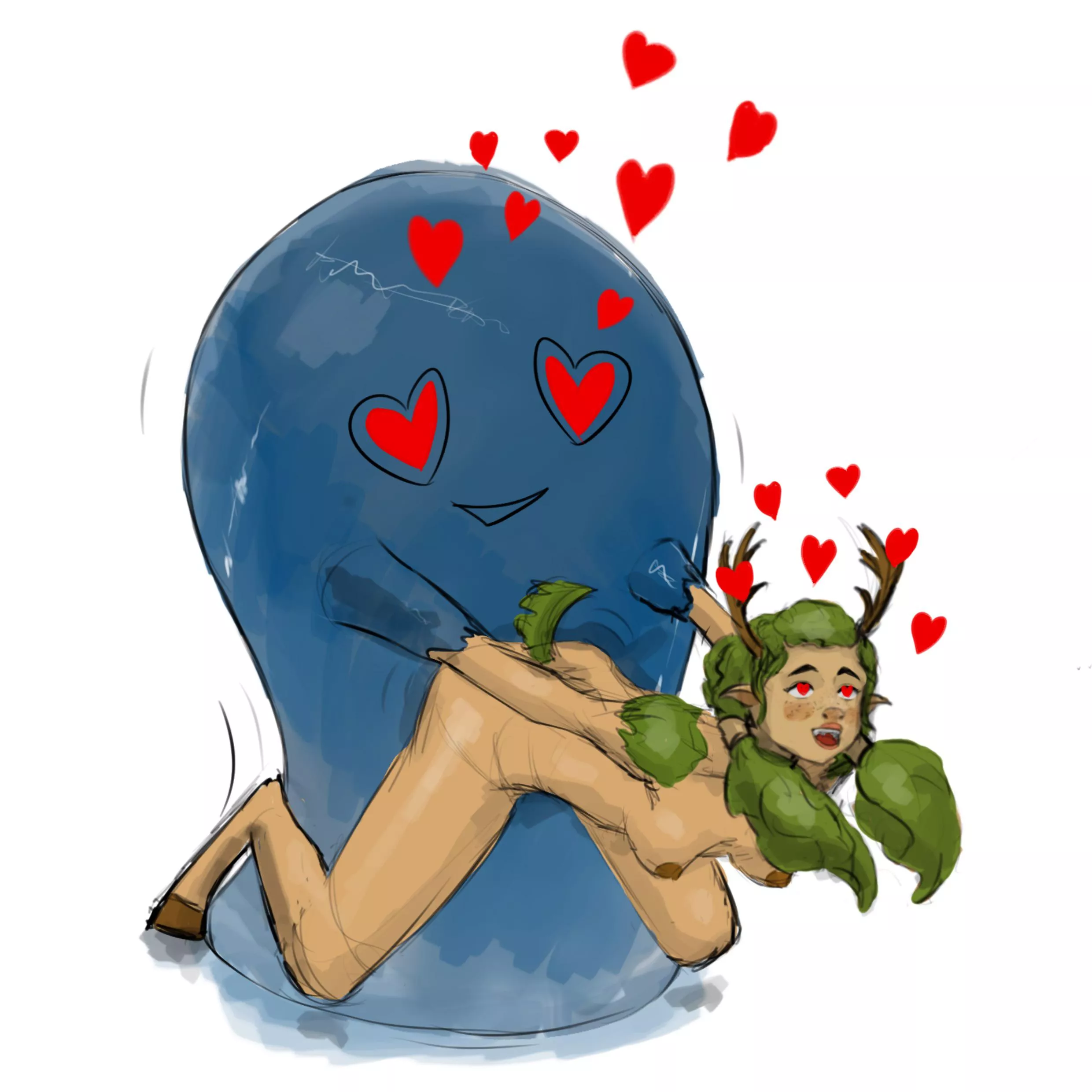 Happy Valentines Day From my Fawn Druid & Her Slime! [MessyHumanArt] posted by Sventaku