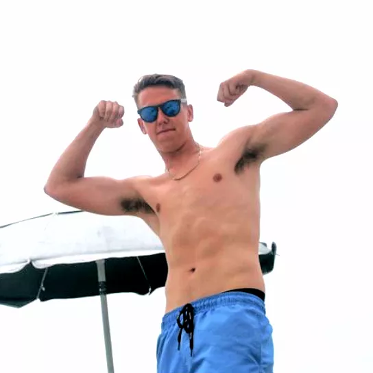 my buddy flexing his hairy pits posted by theswimmingpit