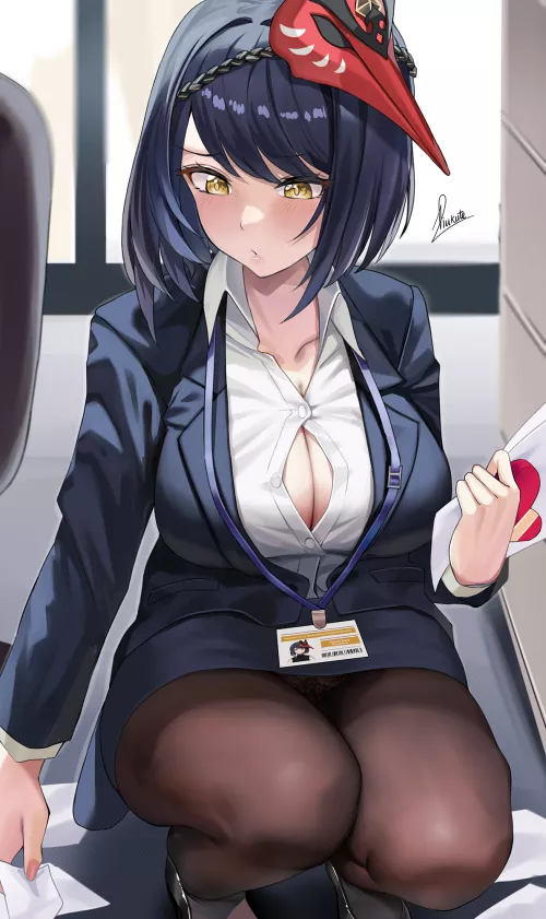 Sara Kujou with her Valentine's Day Chocolate (Piukute062) [Genshin Impact] by llamanatee