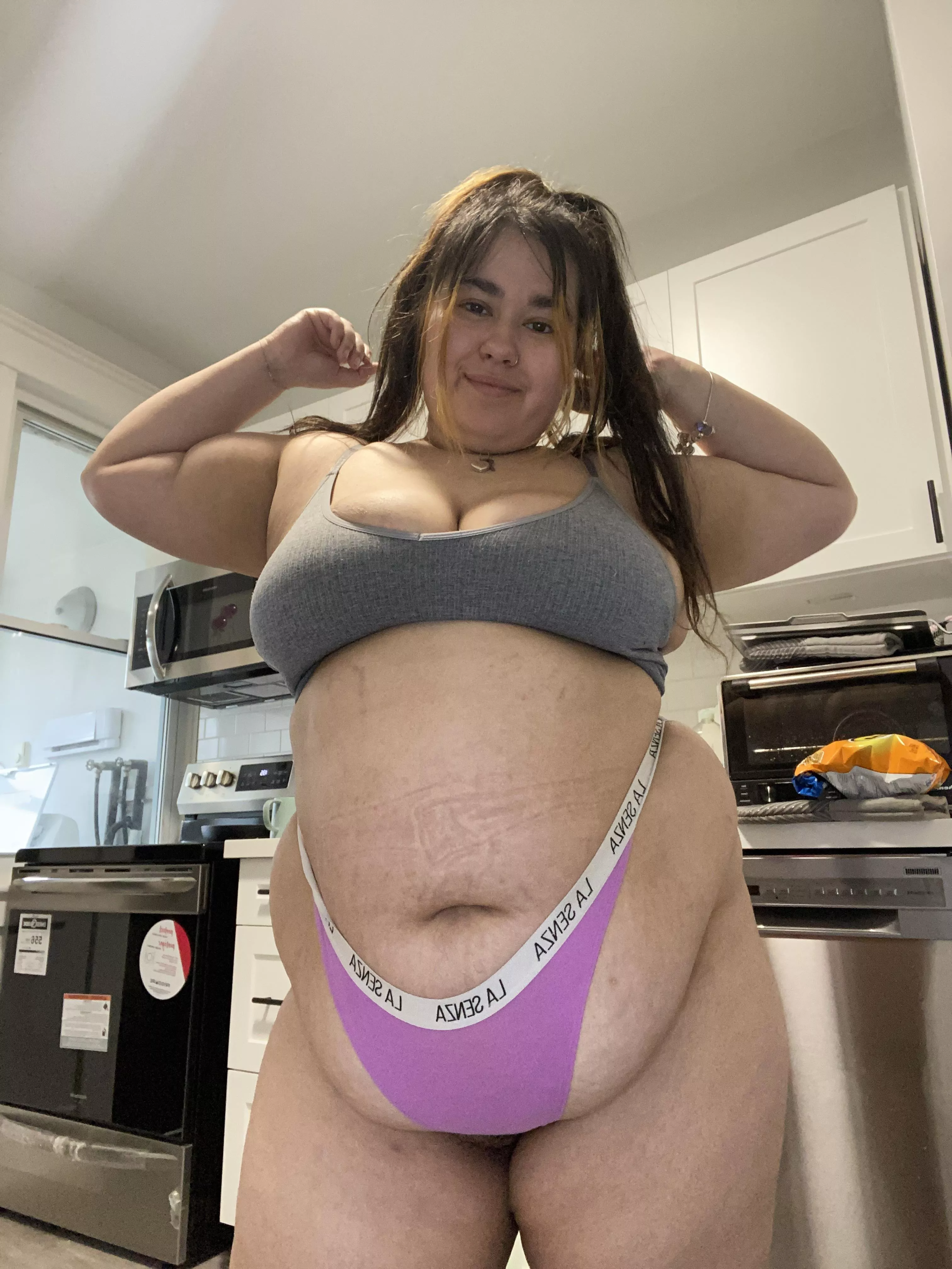 such a big belly on a small girl😏 posted by Professional-Bit8970