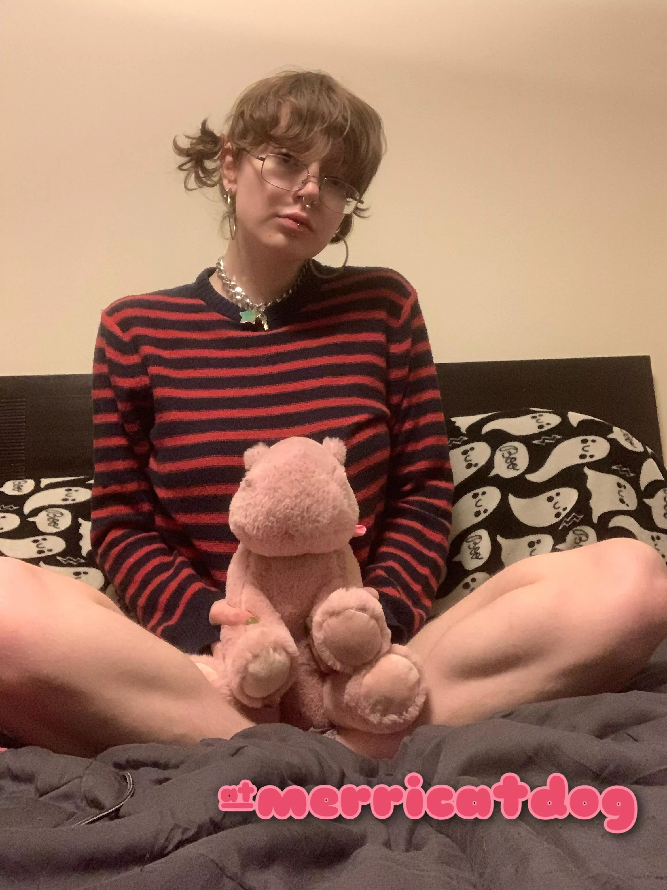 can u guess whats hiding behind my stuffie? posted by merricatdog