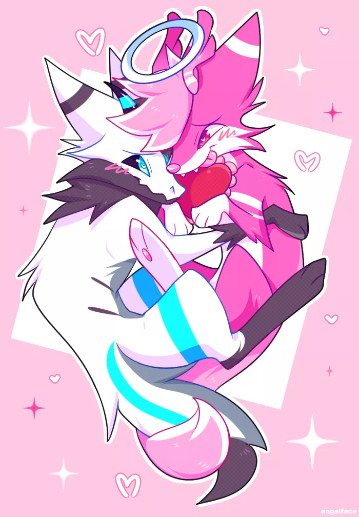 pink and blue together with you! (my art) posted by angellfacee