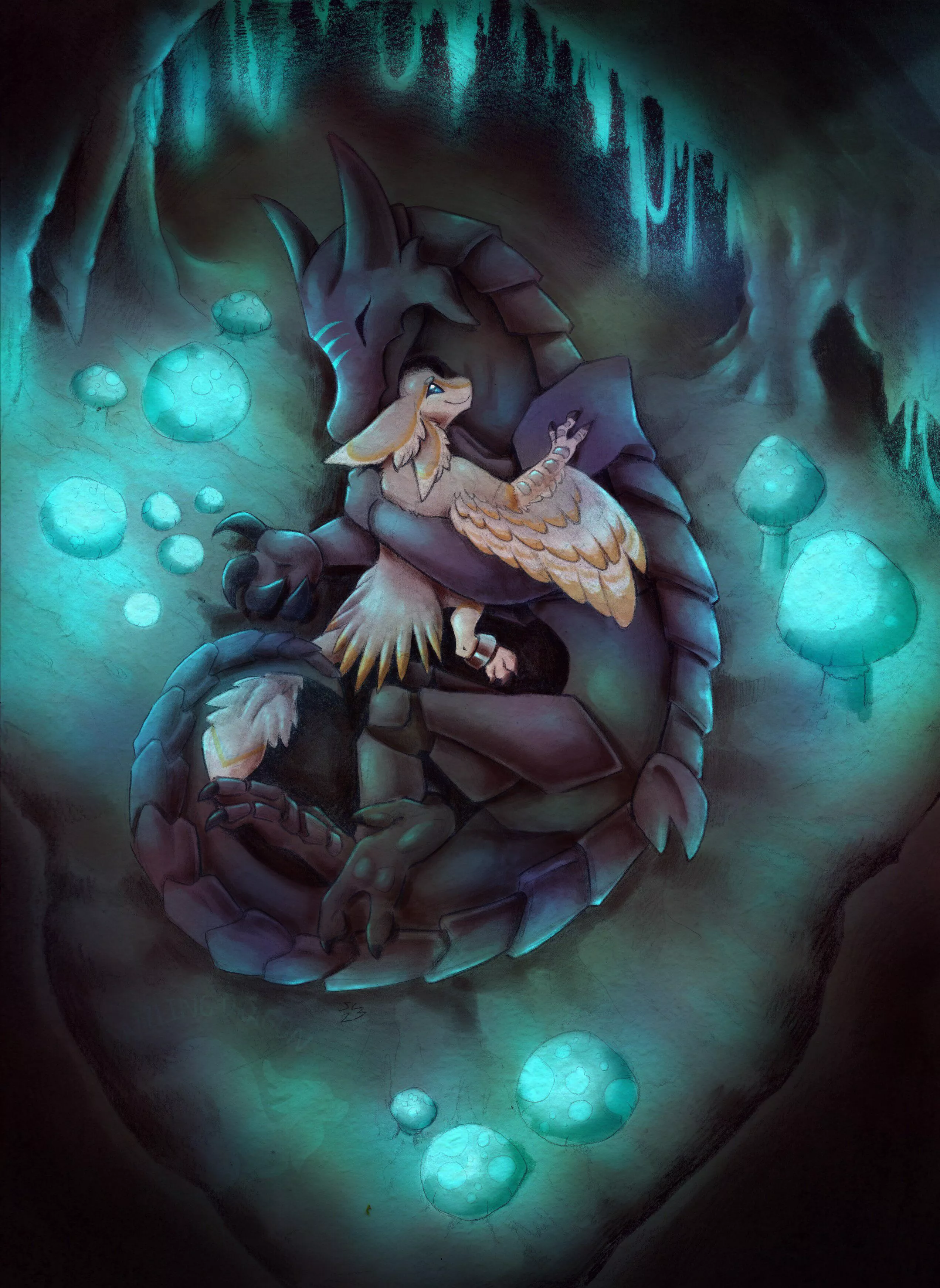 Subterranean Snuggles (Art by me!) posted by DazzletheDragon