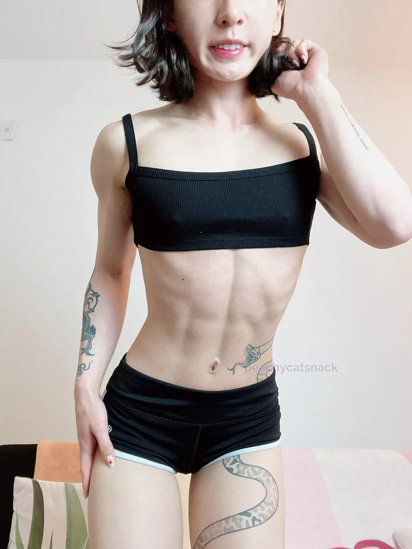 I’m petite and super fit… Would you want to work out with me? 😝 posted by peachycatsnack