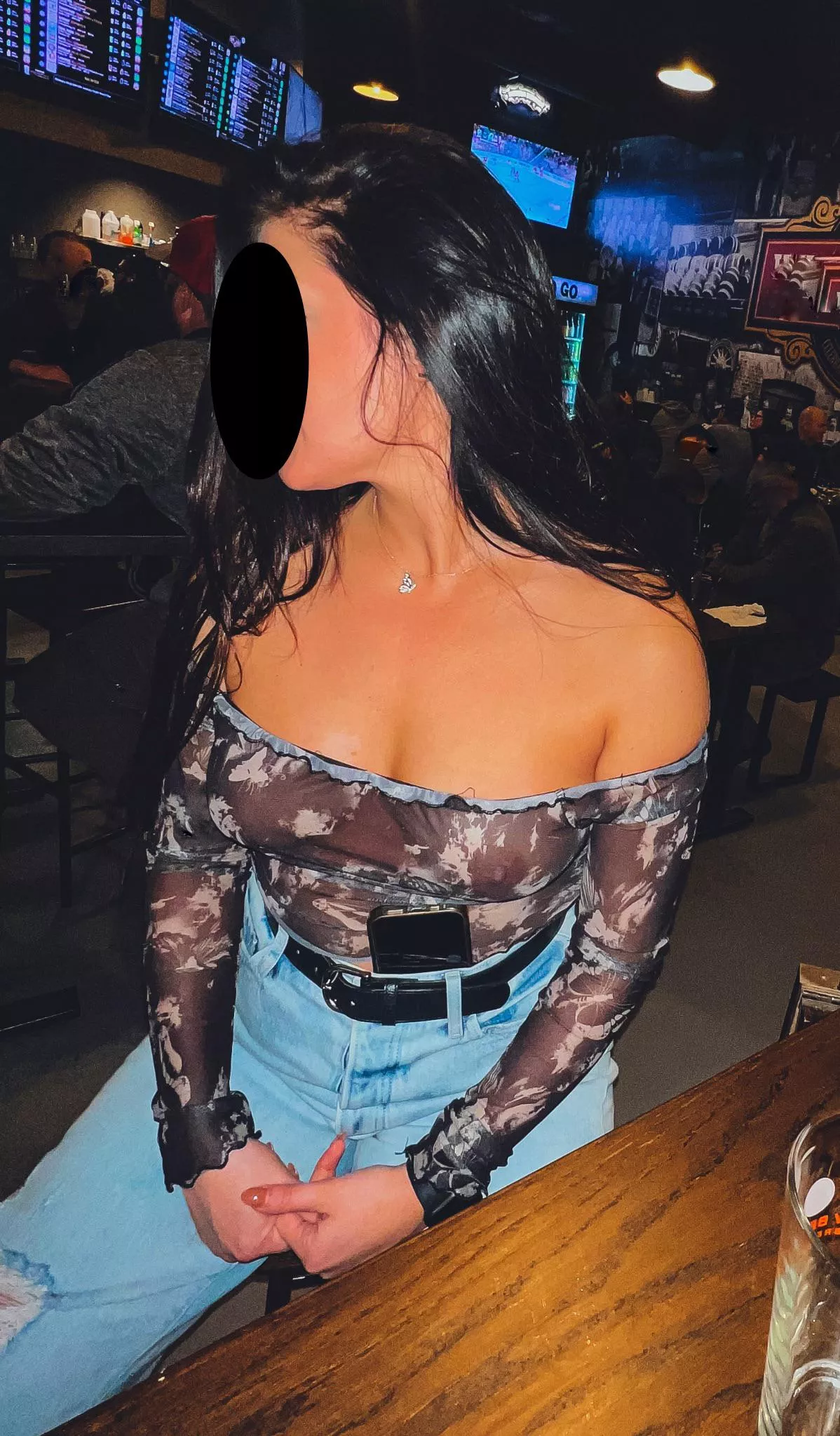 Out for beers in a sheer top posted by Imaginary_Plan1345