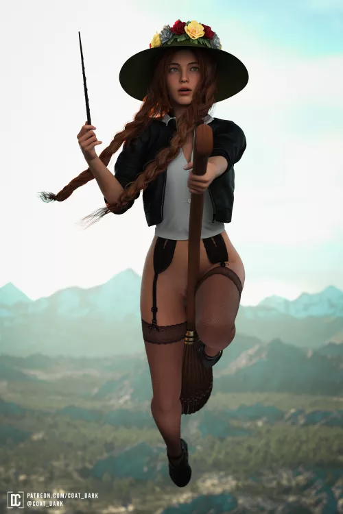 Professor Mirabel Garlick - Lucky Broom (coat_dark) [Hogwarts Legacy] by coat_dark