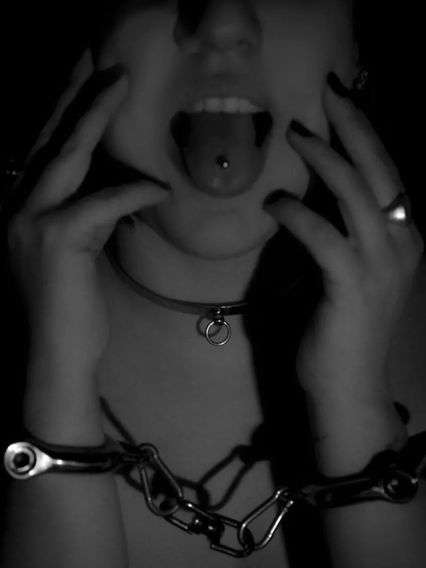 Stainless steel shackles and collar on a model. I've made them fit perfectly. posted by DremlinCrafter