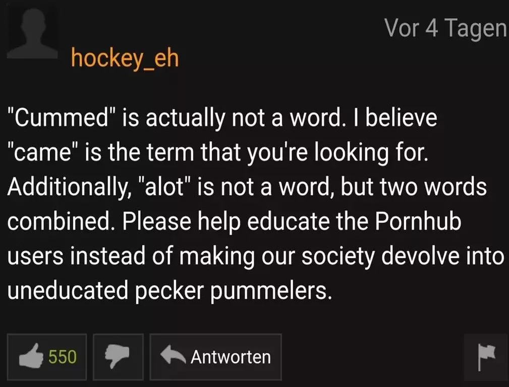 Found this Grammer Nazi on pornhub posted by desnagold