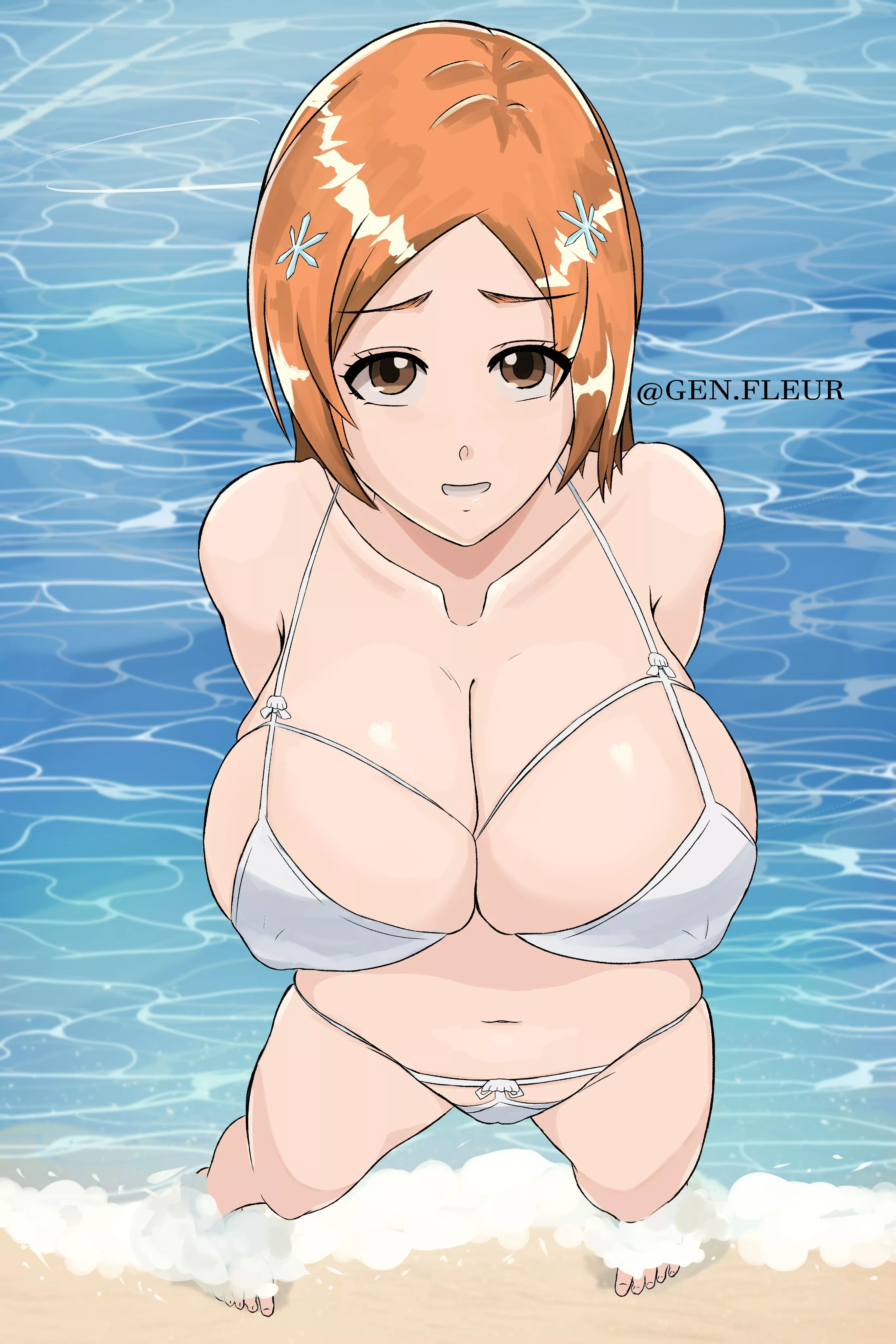 Orihime at the beach (by me) posted by Cloud--10