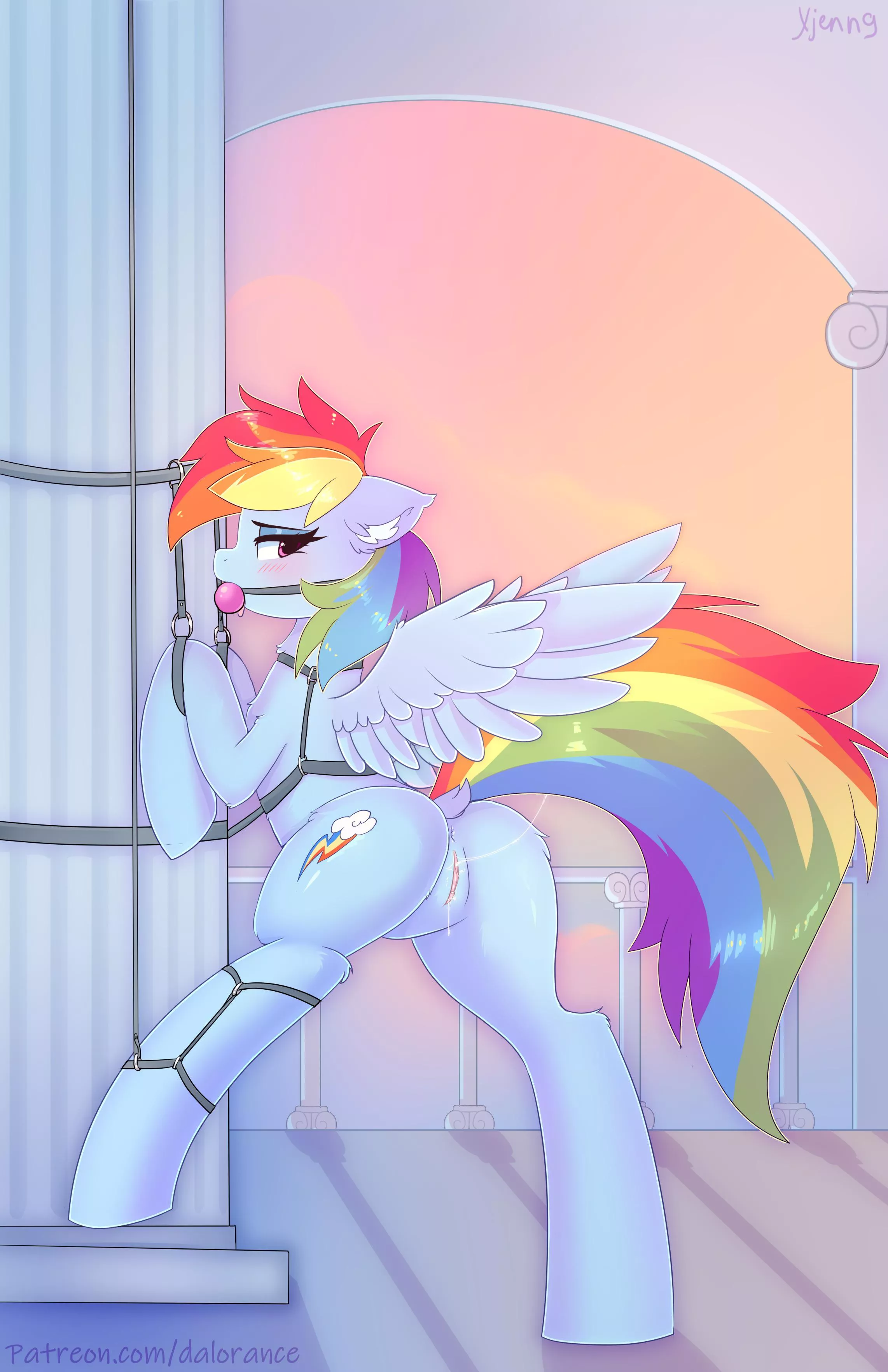 Rainbow bound~ (artist:xjenn9) posted by BunnyBunsInAction