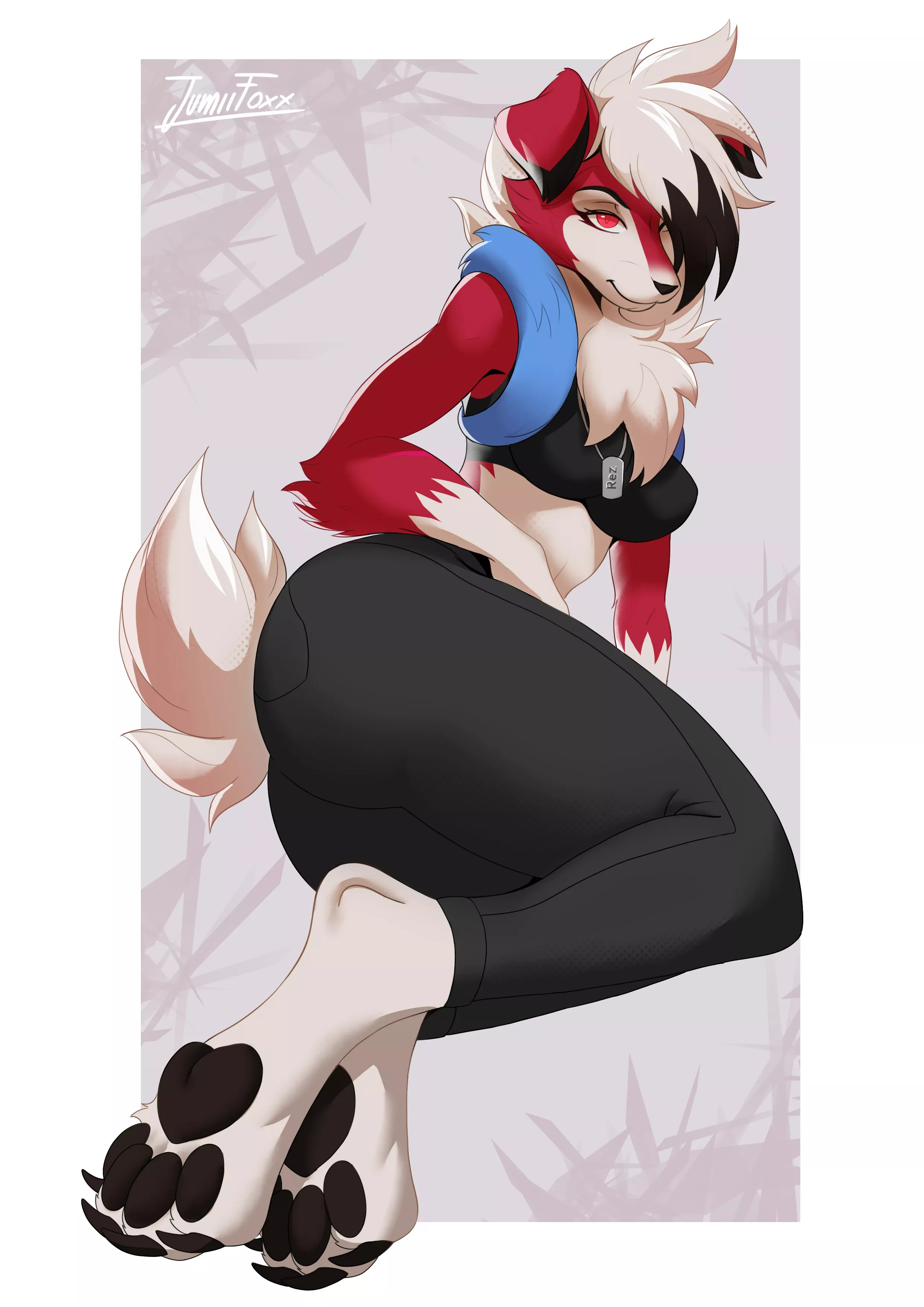 [COMMISSIONS SLOTS ARE OPEN] Fluffy girl in pose 👀 (more art on my Twitter @JumiiFoxx) posted by JumiiFoxx
