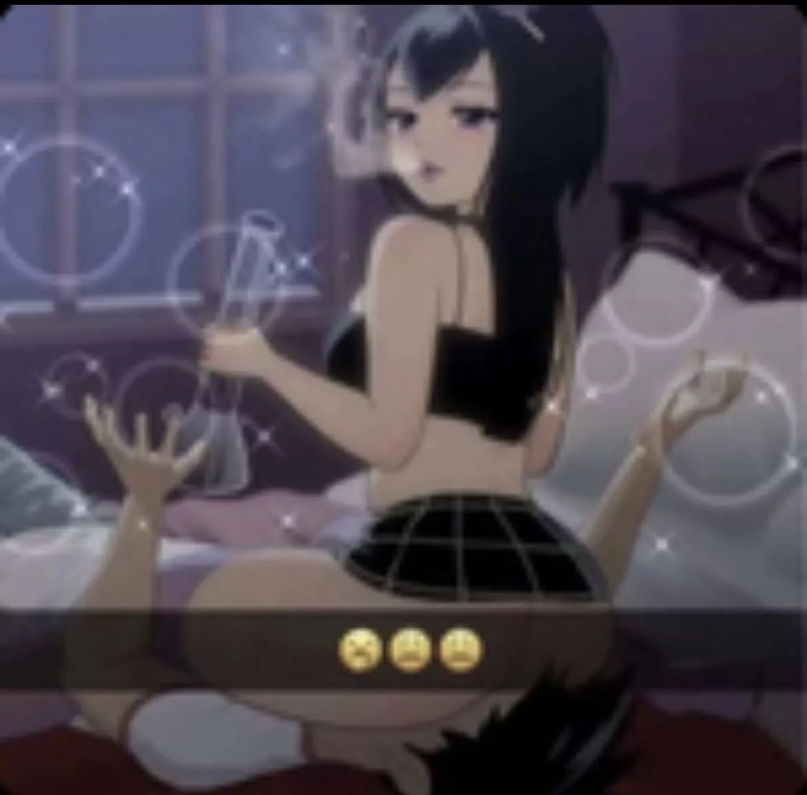 LF Color Source: 1girl, 1boy, black hair, black skirt, bong, sitting on face, goth, bed, pink socks, pony tail posted by Kiryu266