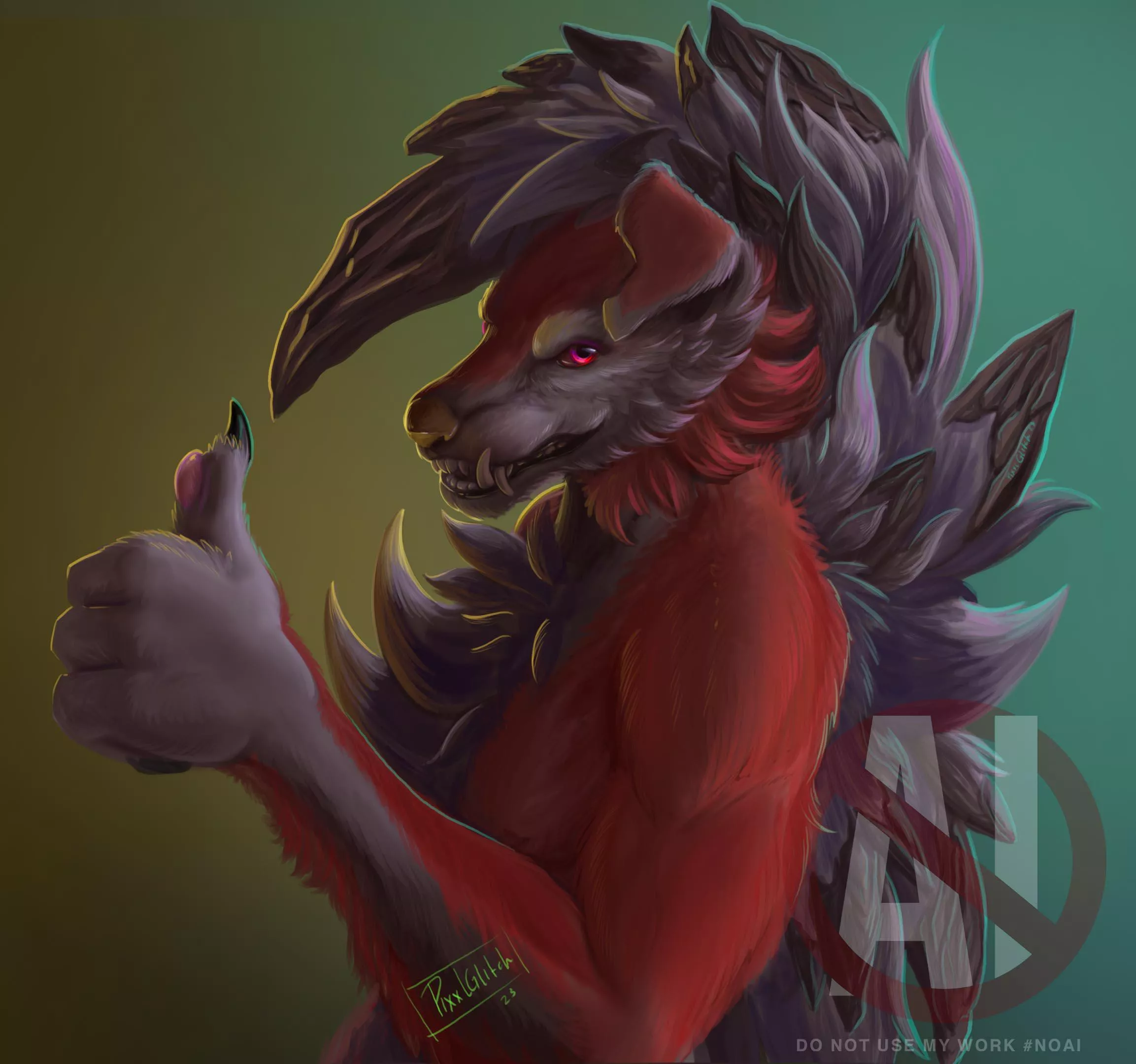 Midnight Lycanroc - May You Overcome All Your Obstacles! - (Art is my own) posted by PixxlGlitch