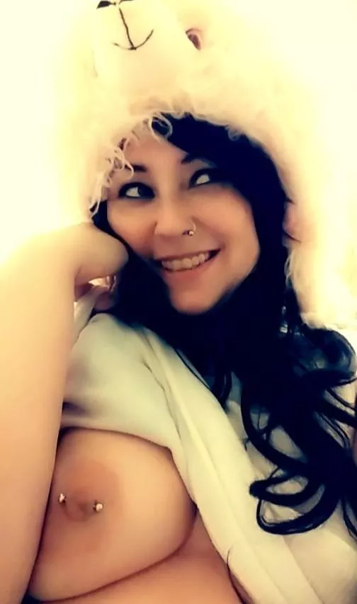 Keeping warm in my llama hat posted by MistyPlay