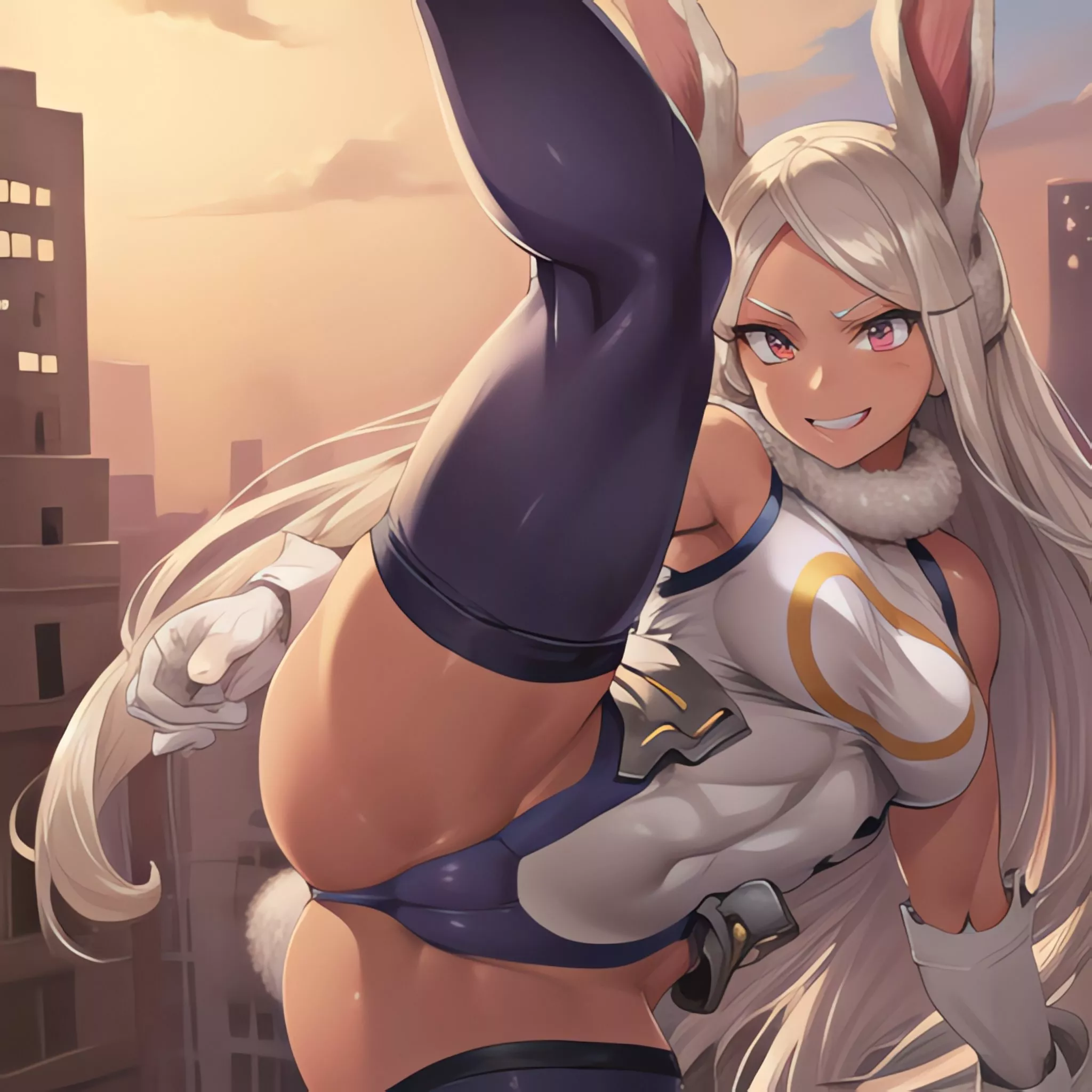 Mirko's Thighs of Justice (Tanuki Illustrator) [My Hero Academia] posted by Burnburncutebabe