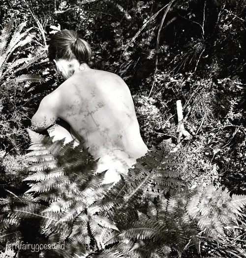 Nudist (OC) touched by foliage shadows by Fernfairygoeswild