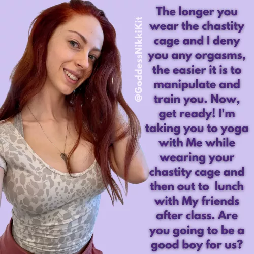 Would you survive a hot yoga class while wearing your chastity cage? 👀 🔒 by GoddessNikkiKit