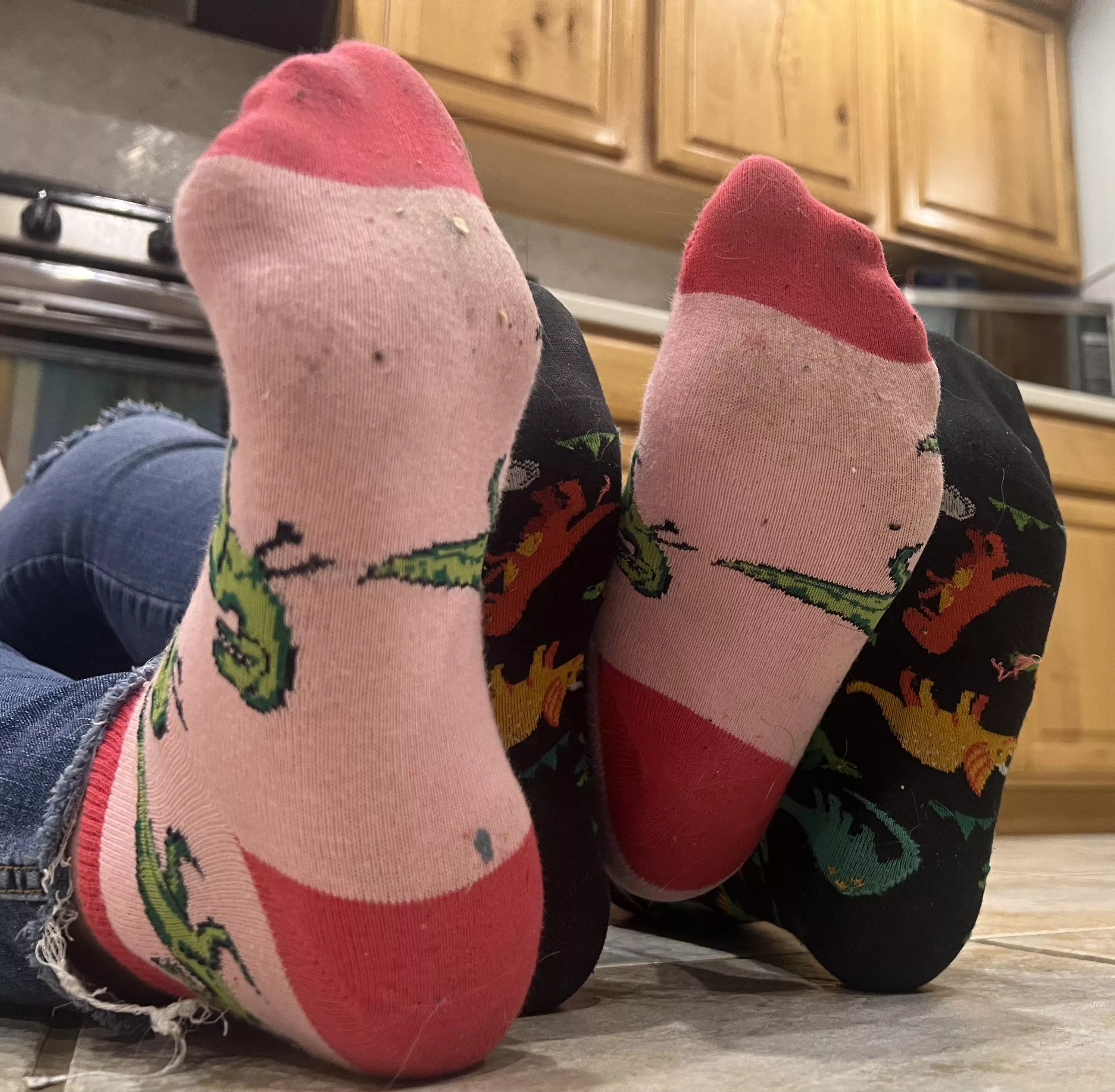 Just two girls and their dinosaur socks [females] posted by hollybeefeet