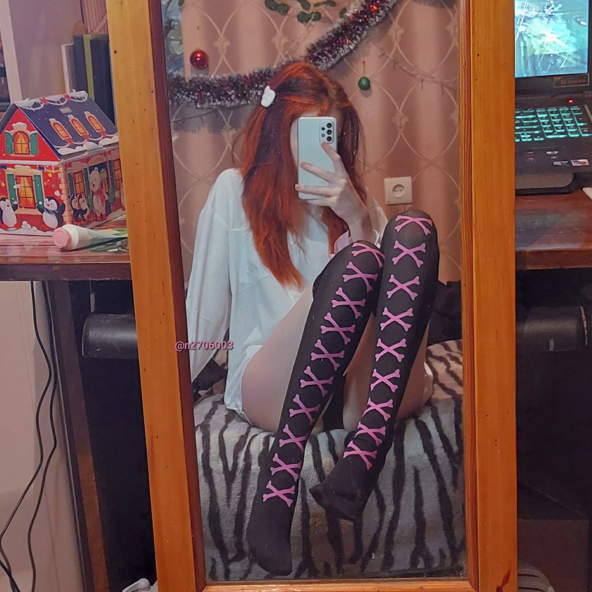 It's me, wearing my favorite knee socks and my roommate's (your) shirt posted by n2706003