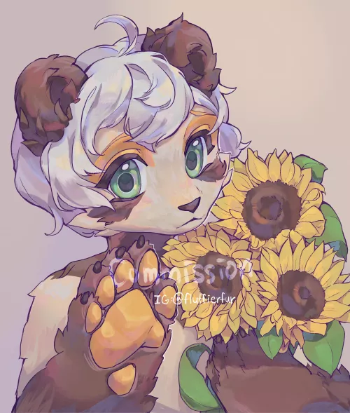 little sunflower panda🌻🐾(COMMISSIONS OPEN by dandelionofluff