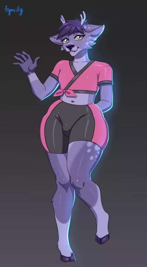 Pimn waving hello (art by Millymay) by DeerboyPimn