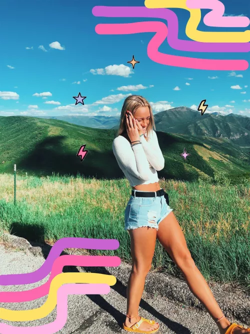 Short jeans shorts and a long-sleeve crop are such a sexy combo! by Gstringlover2021