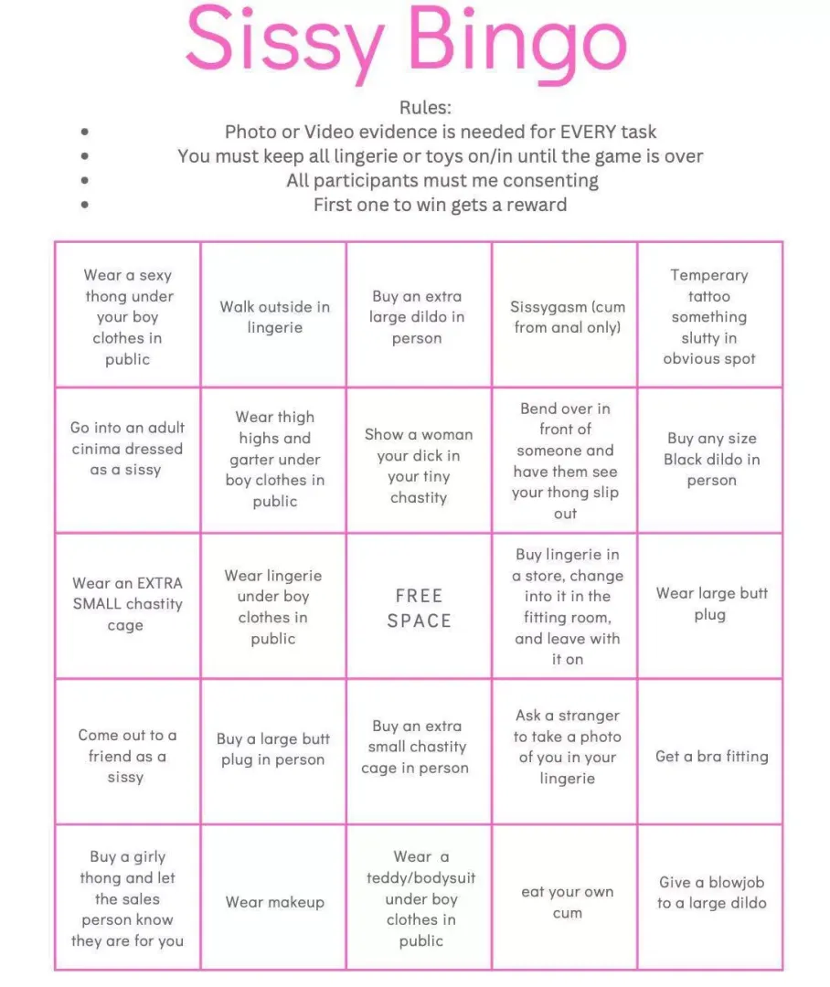 Does this inspire you to get exposed in public? Which path to bingo would you take posted by sissykelly10