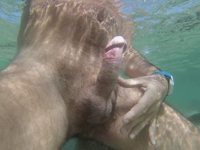 Erection underwater. Beach boner. by nakedbodyworld2