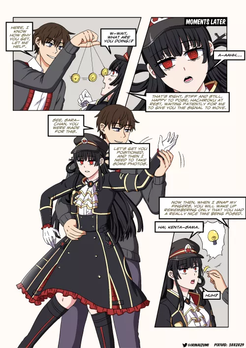 Girl is hypnotized to pose motionless (like a living mannequin or doll) in cosplay at a convention by LoudContract2700