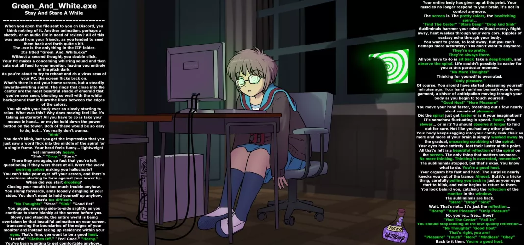 Green_And_White.Exe [Hypnosis] [Masturbation] [Mind Control] [POV Sub] (Art: Sleepymaid) (Story: NekoAlchemy) by xSubjectAlphax