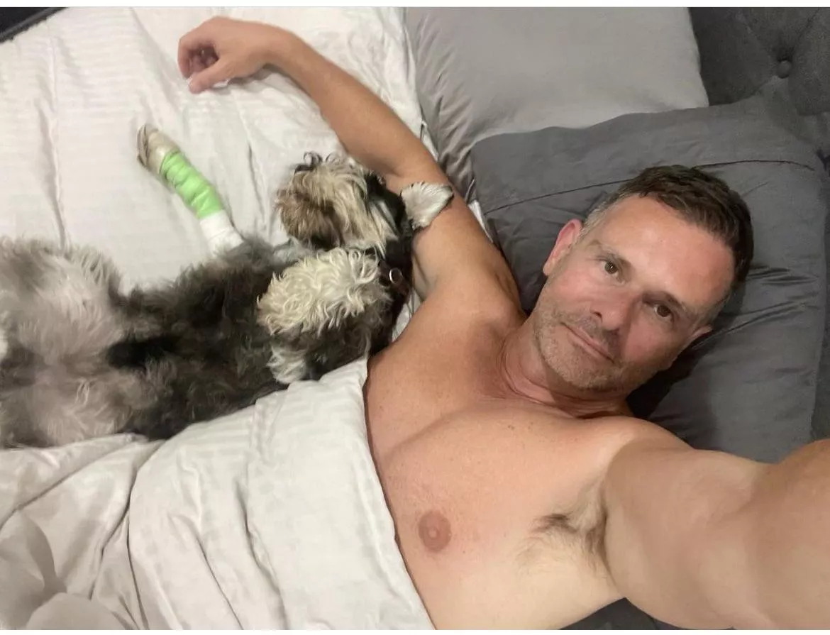 My dog just had surgery to remove a grass seed. Now we’re resting together. posted by Stubborn_Amoeba