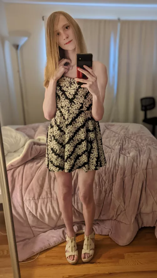 My first dress~!✨✨✨~(Day 1 of posting a pic everyday until I've worn all the feminine clothes in my wardrobe) by uwuimaspidergirl