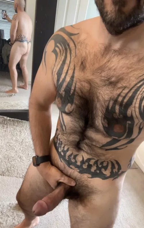 My hairy chest leads down to a big fat cock by DietCokeGymDonuts